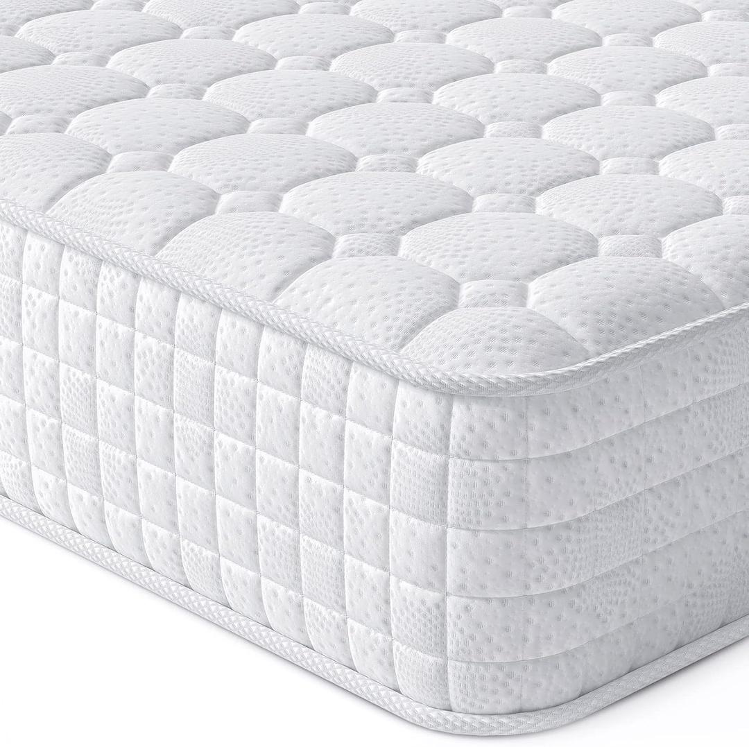 Vesgantti 8 Inch Multilayer Hybrid Twin XL Mattress - Multiple Sizes & Styles , Ergonomic Design with Memory Foam and Pocket Spring, Medium Firm Feel, White