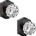 Crystal Dummy Door Knob Interior, Glass Dummy Door Knob for Closet Bifold Doors, 2 Pack, Oil Rubbed Bronze