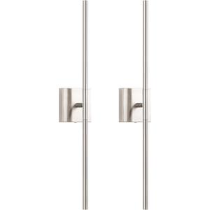 KDG Cordless Wall Sconces Set of 2, Wireless 5200mAh Rechargeable Battery Operated LED Wall Lamps with Remote, 360 Rotate Lightings for Wall Painting, Bedroom, Hallway, Night Light 23.6 inch (Nickel)