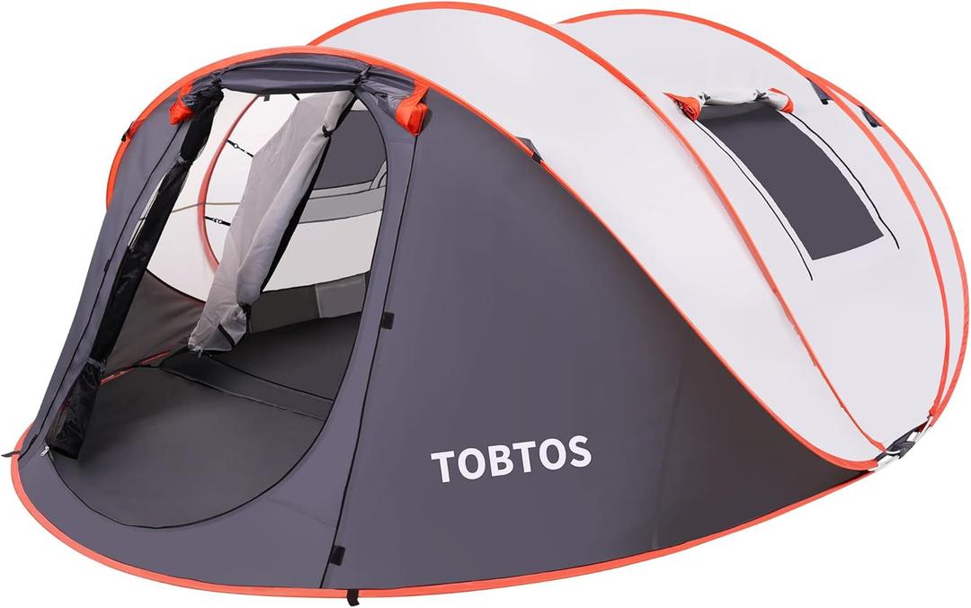 TOBTOS Pop Up Camping Tent 6 Person Double Layer with Vestibule, Automatic Setup Instant Tents for Camping Hiking and Outdoor for 2/3/4/5/6 People