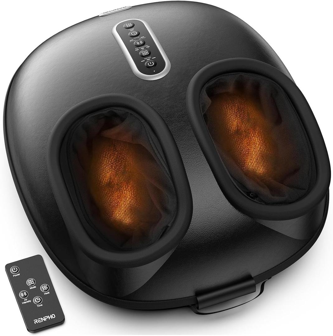 RENPHO 2026 [Upgraded] Foot Massager with Heat, Mothers Day Gift for Mom, Shiatsu Foot Massager for Plantar Fasciitis, Deep-Kneading & Compression, FSA Eligible HSA Store Eligible, Black, Size 12