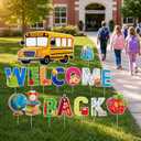 Back to School Yard Signs - 15 Pcs Welcome Back to School Sign, 47.2 x 27.6 inches