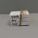 LIVDUCOT Mini Laundry Room Decor, Farmhouse Laundry Wooden Book stack, Cute Laundry Rules Tray Decor, Wash Dry Fold Sign