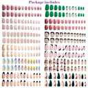 3 x 12packs(288Pcs) Press on Nails - OPkssnails French Tip Press on Nails Short Almond And Square Medium Nails,Reusable Press On Nails Kit with Nail Glue for Women