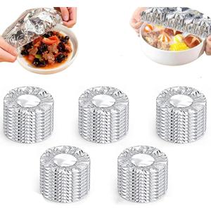 50PCS Reusable Aluminum Foil Food Covers,Aluminium Foil Elastic Food Bowl Storage Covers,Pop-Up Tin Foil Food Insulation Cover, Heat Shield Lids for Refrigerator Storage