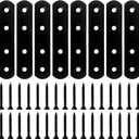 8PCS 3.80 x 0.75 Black Straight Flat Brace, Stainless Steel Sturdy Bracket, Metal Strap for Wood Furniture Chair with 32PCS Screws