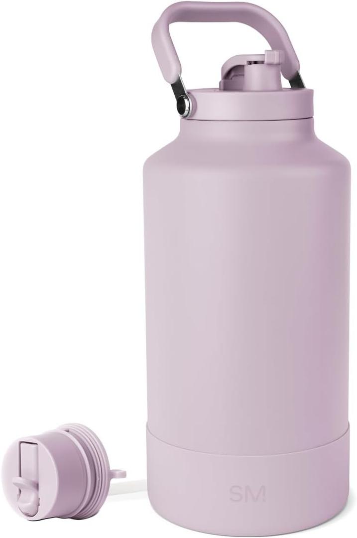 Simple Modern Trek Pivot | Gallon Water Bottle Jug with Handle & Boot | Interchangeable Straw & Chug Lids | Large Insulated Stainless Steel | Sports Camping Outdoors | 128oz, Lavender Mist