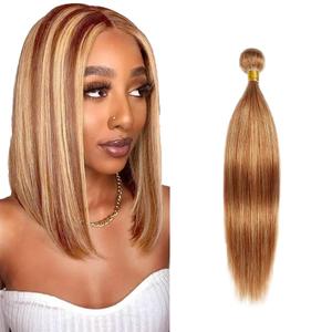30 Inch Honey Blonde Bundles Ombre Straight Human Hair Bundles Honey Brown Bundle Brazilian Unprocessed Virgin Hair, 1 Bundle