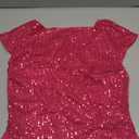 WDIRARA Women's Sequin Boat Neck Shirts Sparkle Glitter Backless Tee Cap Sleeve Crop Tops M