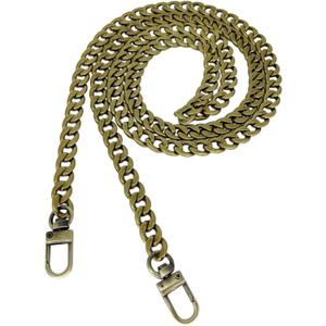 Model Worker DIY Iron Flat Chain Strap Handbag Chains Purse Chain Straps Shoulder Cross Body Replacement Straps with Metal Buckles (47", Bronze)