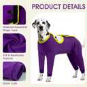 IDOMIK Dog Recovery Suit After Surgery,Long Sleeve Dog Surgical Onesie for Surgery,Soft Breathable Pet Pajamas Anti Shedding,Adjustable Bodysuit Prevent Licking Wound,Cone Collar Alternative,Purple, Large