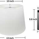 White Fabric Lampshade, No Assembly Required, 10" Top x 13" Bottom x 10" High, Lamp Shade for Table Lamp, Bedside Lamp, Floor Light, Metal Spider Fitter (Nickel)