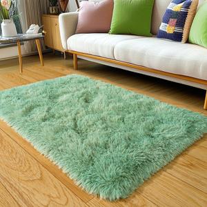 KING DARE 2x3 Area Rugs for Bedroom, Small Throw Rug for Dorm, Soft Shaggy Fluffy Plush Shag Fuzzy Non-Slip Washable Carpet for Bedside Closet Girls Boys Room, Sage Green Rug