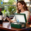 Retro CD Player with Bluetooth in/Out Portable CD Player with Built-in Rechargeable Battery,Auto Power Off,USB,AUX,Headphone Jack,Vintage Music Player Great Birthday Gifts for Women/Men-Green