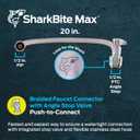 SharkBite Max 20 In. Stainless Steel Braided Faucet Connector with Angle Stop Valve, 1/2 Inch PTC x 1/2 Inch FIP, PEX Pipe, Copper, CPVC, PE-RT, HDPE, UR24657