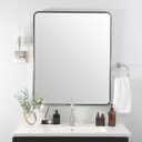 ANDY STAR Chrome Bathroom Mirror, 30x36’’ Rounded Rectangle Mirror Polished Silver Bathroom Vanity Mirror Metal Framed, SUS304-Anti-Rust, Tube Frame, Wall-Mounted Horizontal/Vertical 1’’ Deep