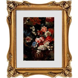 8x10 Gold Vintage Picture Frame, Ornate Baroque Gothic Victorian Frames with Mat for 5x7 or 8 x 10 Photos, Tabletop or Wall Display, Antique Home Decor Accent (Bronze)