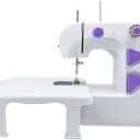 Mini Sewing Machine for Beginners, Dual Speed Easy Automatic Sewing Machine with Expansion Table, Sewing Tool and Needle Shield Suitable for Family and Travel (White)