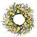 LSKYTOP Artificial Daisy Wreath 24Inch Front Door Wreath with Colorful Daisy Spring Wreaths Summer Wreath for Indoor Home Decor