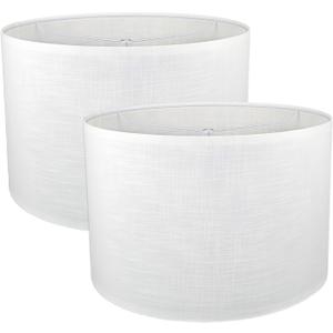 White Lamp Shades Set of 2, 18" Top x 18" Bottom x 12" High, Assembly Required Large Drum Lampshade, Replacement Lamp Shades for Table Lamps, Floor Lamps