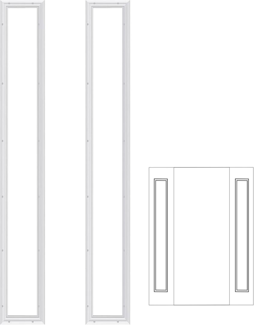 2 Pcs 7 x 64 Inch Entry Door Frame Only Replacement Kit for 1" Glass (Glass Not Included), 1 Lite Exterior Front Door Window Frame Replacement (Rectangle)