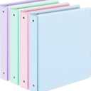 4 Pack Extra Durable 3 Ring Binders 1 Inch, Sooez 1” Three Ring Binder, Eco-Friendly & PVC Free, Customizable Clear View Cover for Letter Size 8.5 x 11'' Paper, Pastels School Office Supplies for Girl