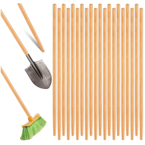 Barydat 20 Pcs Broom Handle Wood Sanded Tapered Tip 55 x 1 Inch Long Handle Mop Broom Stick Pole for Home Office Floor Cleaning Sweeping Replacement