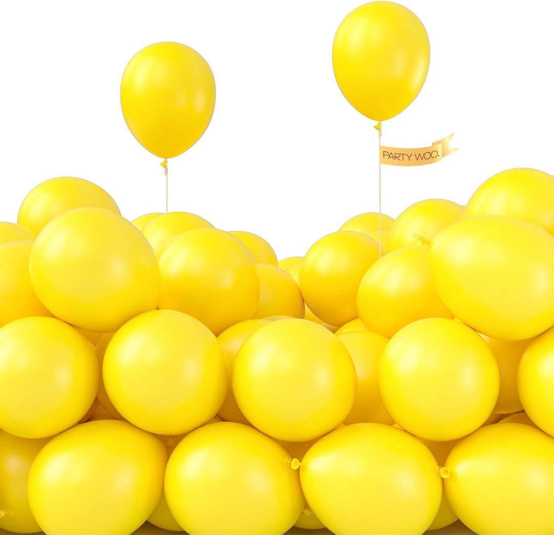PartyWoo Yellow Balloons 100pcs 5 Inch Small Mini Matte Yellow Latex Balloons for Easter Bee Baby Shower Gender Reveal Engagement Sunflower Graduation Birthday Summer Party Decorations Yellow-Y55
