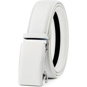 KUULIMEE Men's Belt, Ratchet Dress Casual Belt with Adjustable Automatic Buckle Trim to Fit-WHITE-51-110