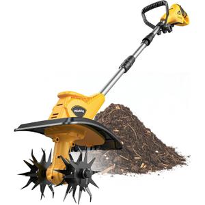Cordless Tiller Cultivator Compatible with Dewalt 20V Battery (Tool Only), MtiolHig 360RPM Electric Garden Tiller for Gardening, Brushless Rototiller 9" Width 6.3" Depth for Soil Cultivation, Yellow