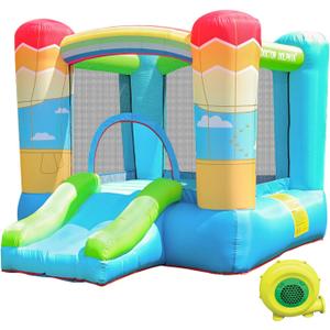 Doctor Dolphin Inflatable Bounce House for Kids, Bouncy House with Blower Indoor Outdoor, Inflatable Bouncer for Kids Party (Hot-air Balloon Theme)