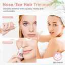 Ear and Nose Hair Trimmer Clipper - 2026 Professional Painless Eyebrow & Facial Hair Trimmer for Men Women, Battery-Operated Trimmer with IPX7 Waterproof, Dual Edge Blades for Easy Cleansing Rose Pink