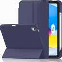 iMieet Case for iPad (A16)/iPad 10th Generation [11-Inch 2025/10.9 Inch 2022], Trifold Stand Smart Cover with Pencil Holder and Soft TPU Back, Supports Touch ID(Dark Blue)