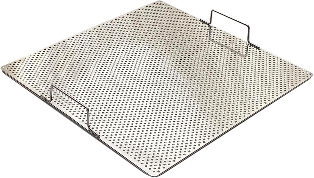 Sunrise Stainless Steel Fryer Screen with Handles (Solid Screen) (1, 13.5" x 13.5" x 1.75")