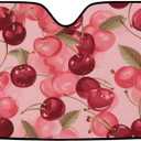Cute Cherry Car Windshield Sun Shade Fruit Pattern Front Window Sunshades Foldable UV Ray Sun Visor Protector for Sedans SUV Trucks Sun Shield Keep Your Vehicle Cool