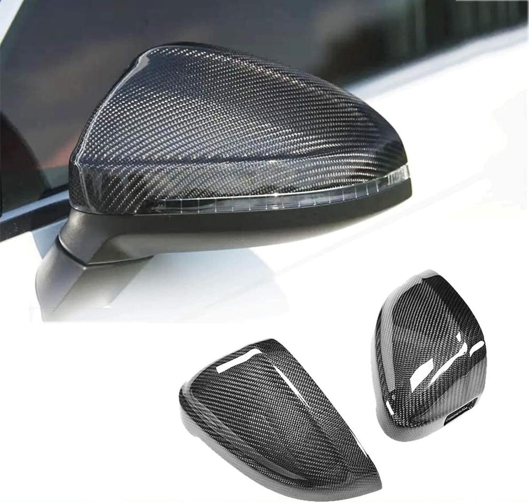 Real Carbon Fiber Mirror Covers For Audi A4 B9 S4 A5 S5 RS5 2017-2024 2PCS L+R Side Replacement Mirror Caps (With Side Lane Assist)
