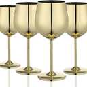 Gold Wine Glasses Set of 4, 18oz Unbreakable Gold Goblet, Stainless Steel Wine Glass, Metal Wine Glass for Outdoor, Travel, Camping, Pool, Ideal Gift for Wine Lovers
