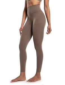 POSHDIVAH Women's Yoga Leggings High Waisted Cloud-Feeling Workout Lounge Soft Pants 25" for Running Athletic Gym Coffee Medium