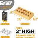 SpaceAid WrapNeat 2 in 1 Wrap Organizer with Cutter and Labels, Plastic Wrap, Aluminum Foil and Wax Bamboo Dispenser for Kitchen Storage Organization Holder for 12" Roll (Natural, 2-Slot)