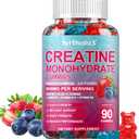 Creatine Monohydrate Gummies with BCAA, L-Carnitine, Taurine & Vitamin B12 - Pre Workout Supplement for Muscle Growth, Strength & Energy, Multi-Flavor Chewable Gummies, 90 Count for Men & Women