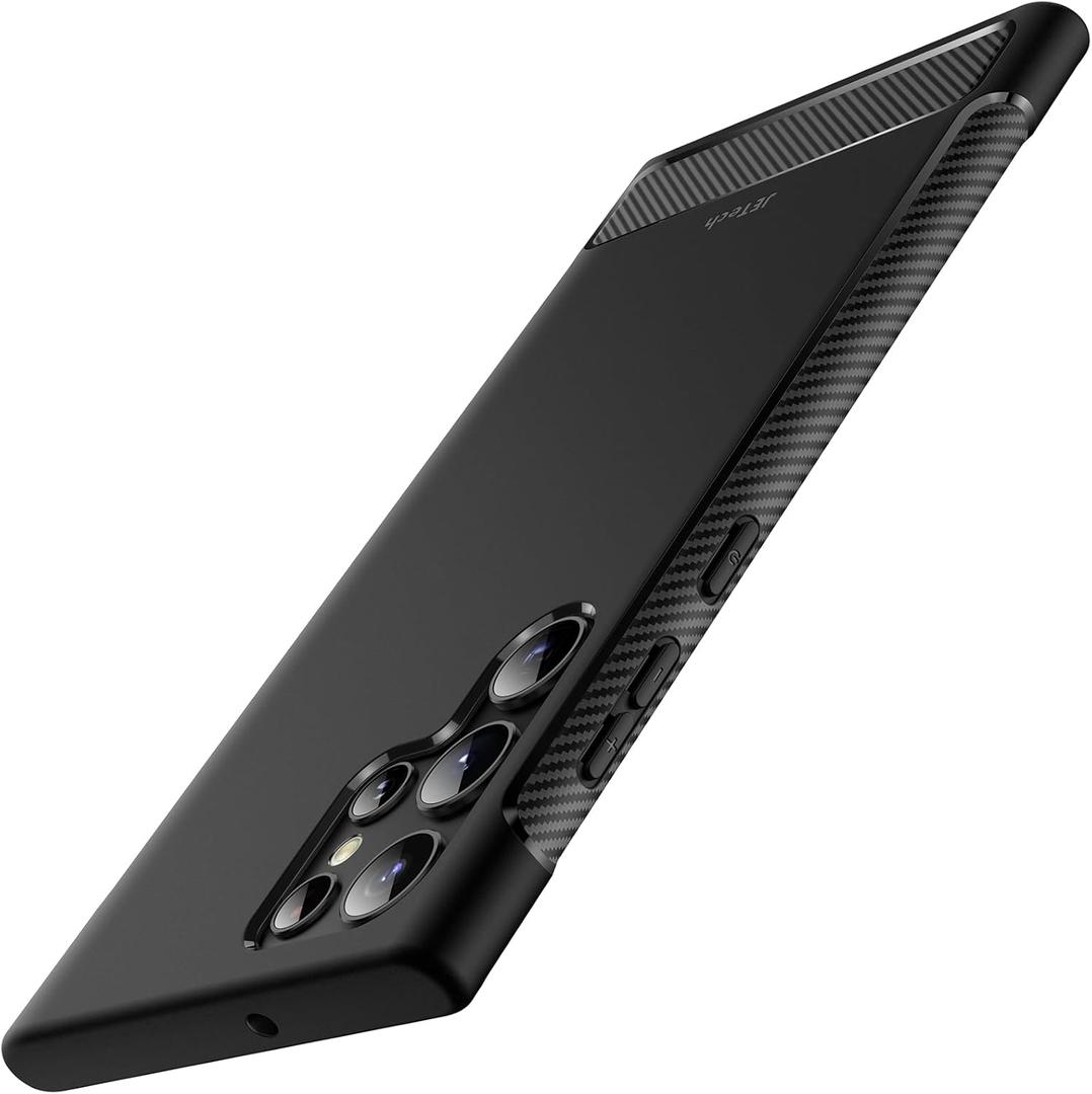 JETech Slim Fit Case for Samsung Galaxy S22 Ultra 5G 6.8-Inch, Thin Phone Cover with Shock-Absorption and Carbon Fiber Design (Black)