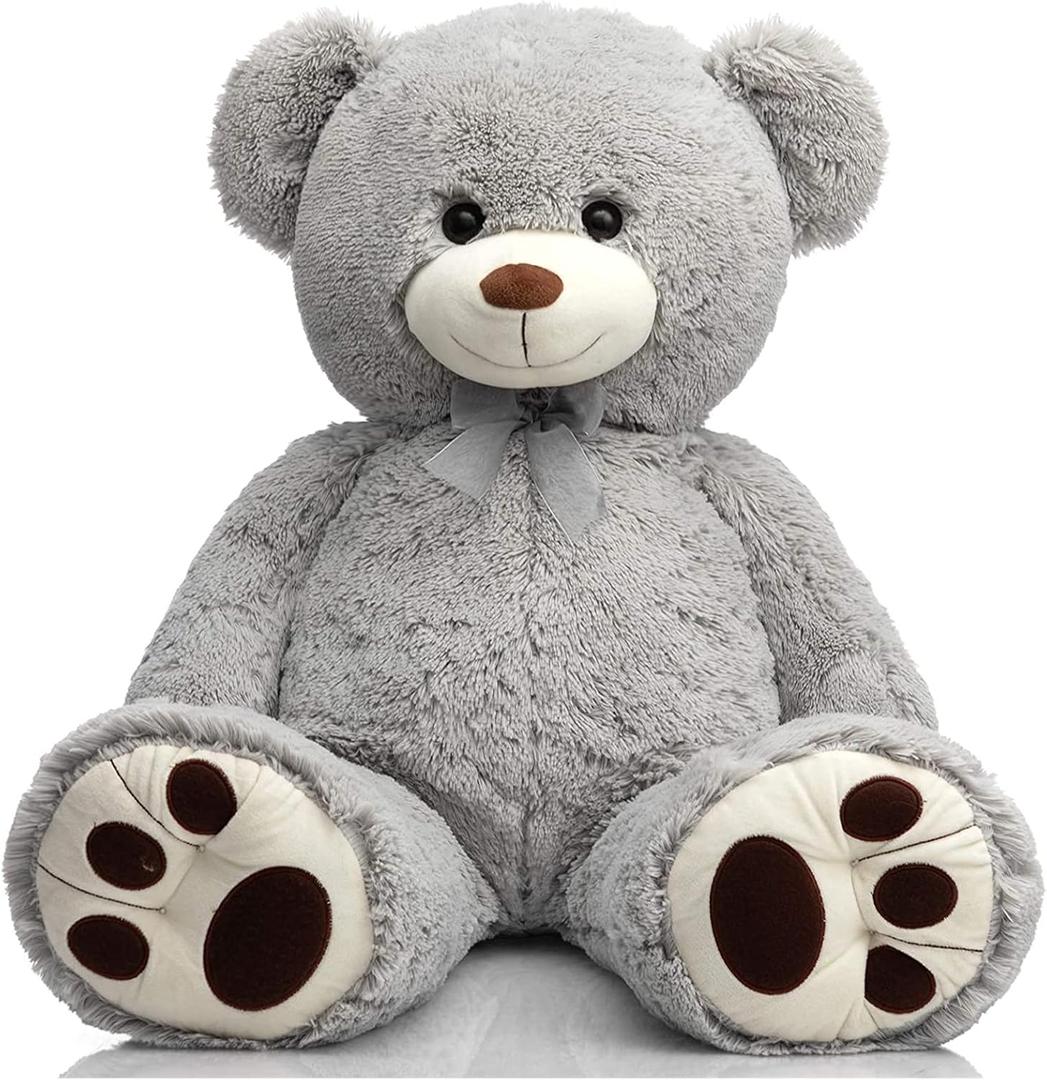 HollyHOME Teddy Bear Stuffed Animal Plush Giant Teddy Bears with Footprints Big Bear 36 inch Gray