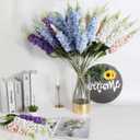 IPOPU 8PCS White Snapdragon Artificial Flowers Delphinium Artificial Silk Flowers Long Stem Hyacinth Fake Flowers for Wedding Home Outdoor Party Floral Arrangement Centerpiece Table Decoration (White)