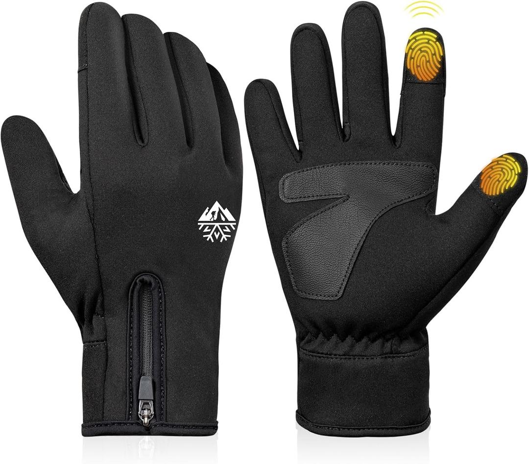 RIGWARL Warm Kids Winter Gloves for Boys Girls, Water-Resistant Touchscreen Gloves with Zipper Cuff, Gifts for Kids Christmas