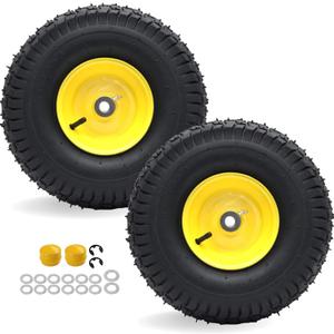 AR-PRO 15x6.00-6 Front Tire and Wheel, Compatible with John Deere 100/D100
3" Centered Hub, 3/4" Bushings, 4-Ply Pneumatic Tire, Riding Mower Front Wheel Assembly, Exact Replacement, 2-Pack