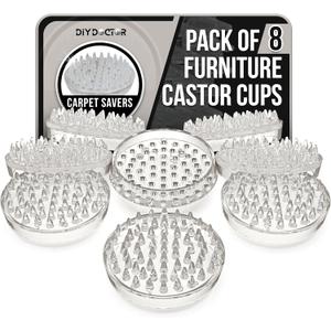 DIY Doctor Furniture Caster Cups (8 Pack)  53 Spike Design Heavy Duty Carpet Protectors for Furniture Legs  Perfect for Home & Office Use