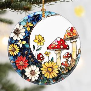Christmas Ornaments, Dodosky 2.8in Ceramic Mushroom Ornament, Xmas Decor, Christmas Tree Ornaments, Xmas Decorations for Tree, Holiday Ornament, Gifts for Mushroom Lovers, Gifts for Women