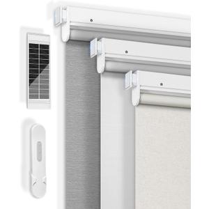No-Drill Motorized Blinds with Remote, Blackout Roller Shades | Rechargeable Shades for Windows, Electric Automatic Wireless Cordless Blinds for Bedroom and Living room (White,33"W*72"H)