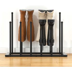 Urban Deco Free Standing Shoe Racks, Boot Organizer for Tall Boots, Black Metal Boot Rack Fit for 6 Pairs, Shoe Organizer for Dorm Room, Closet, Entryway, Black
