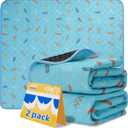 Sunheir Washable Pee Pads for Dogs - 2-Pack Thick Heavy-Absorbency Reusable Pee Pads Prevent Leakage Non-Slip, Waterproof Pet Training Pads for Puppy Playpen, Crate, Whelping Box, Potty Training, Blue (Leaves - Sky Blue)